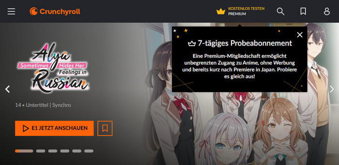 Crunchyroll Website