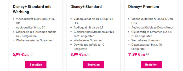 Disney+ bei Telekom kosten