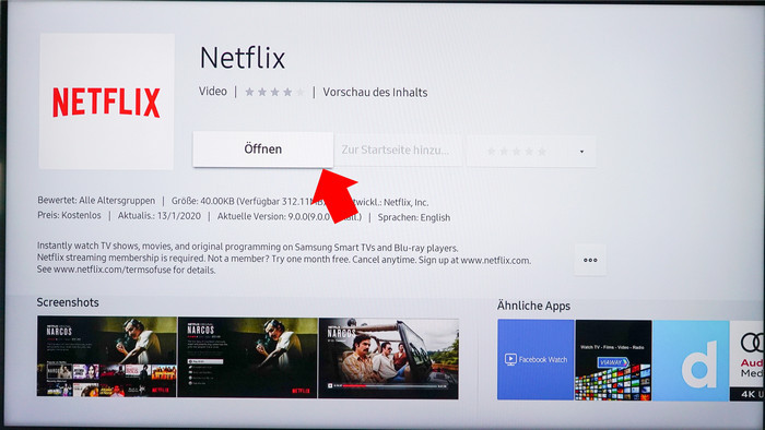 Die Netflix-App auf Android TV öffnen