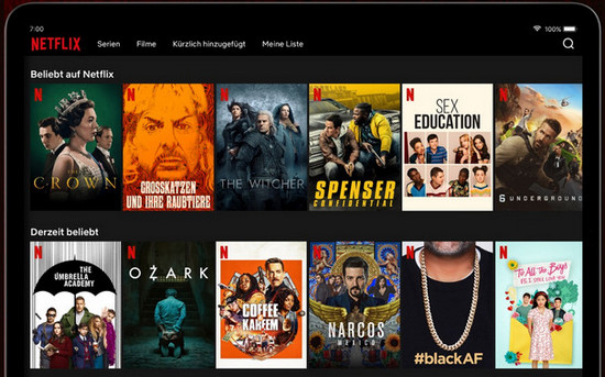 Netflix Videos auf iPad durchsuchen