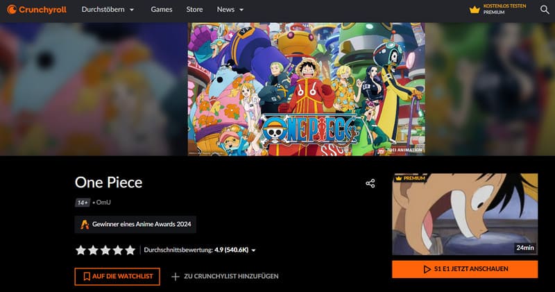 One Piece auf Crunchyroll kostenlos schauen