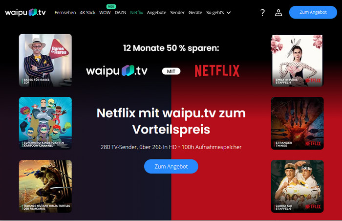 Netflix kostenlos bei waipu.tv