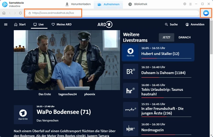 URL in „Aufnehmen“ hinzufügen